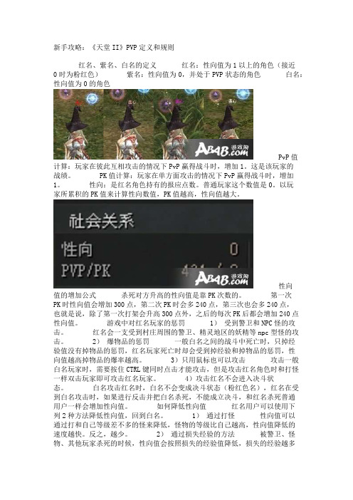 新手攻略：《天堂II》PVP定义和规则