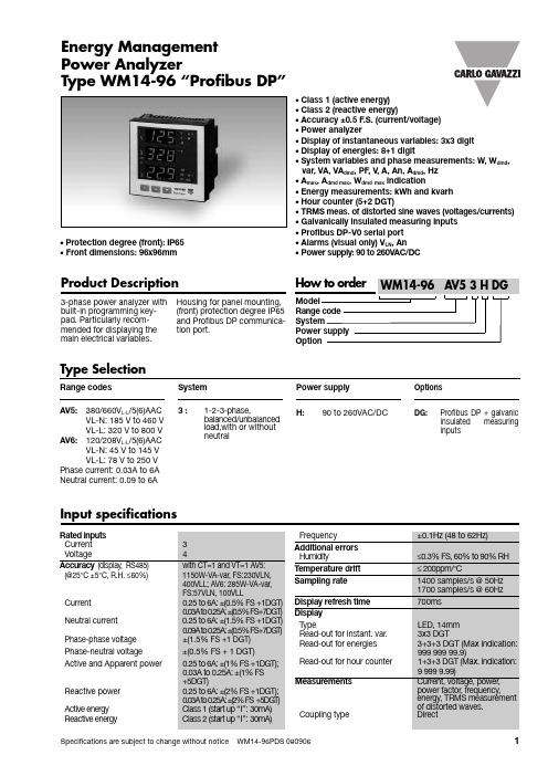 WM14-96PDS 3相功率分析仪说明书