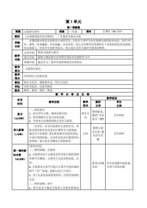 乐理视唱练耳教案第1单元