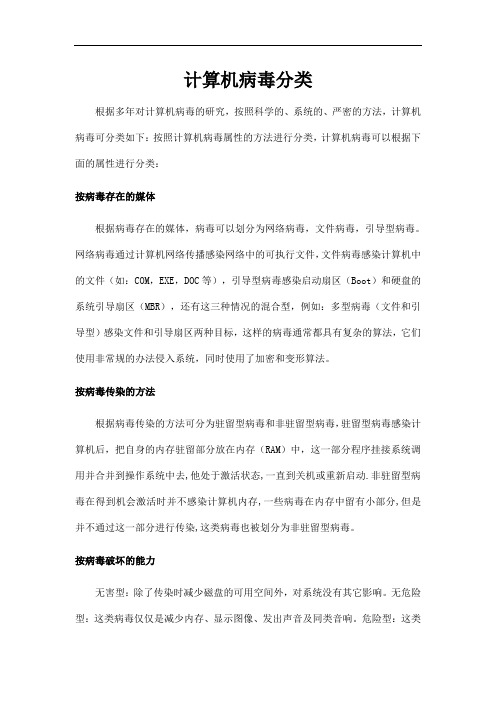 计算机病毒按传染方式分为