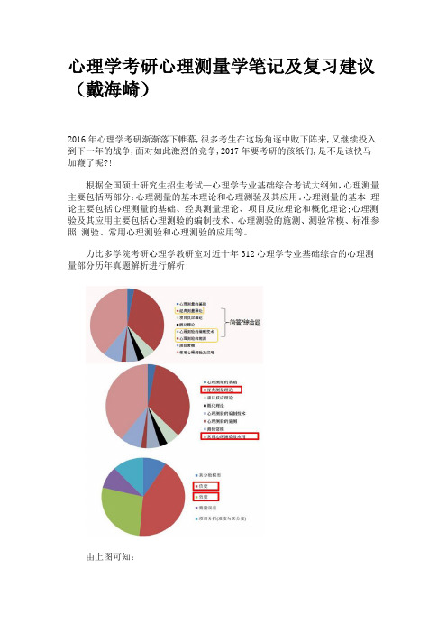 心理学考研心理测量学笔记及复习建议(戴海崎)