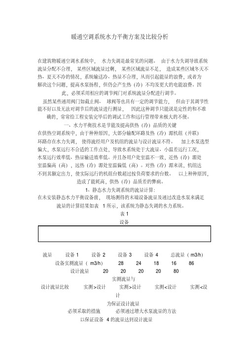 暖通空调系统水力平衡实施方案及比较分析