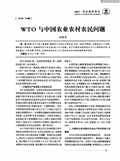 WTO与中国农业农村农民问题