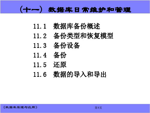 11.数据库日常维护和管理精品文档16页