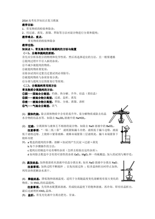 2014高考化学知识点复习教案