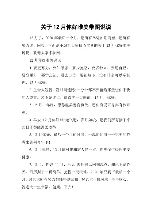 关于12月你好唯美带图说说_十二月请善待最可爱的我