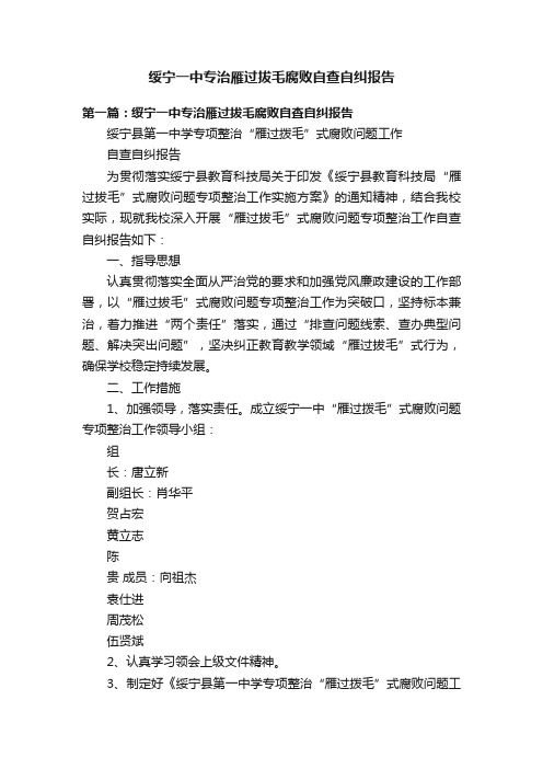 绥宁一中专治雁过拔毛腐败自查自纠报告