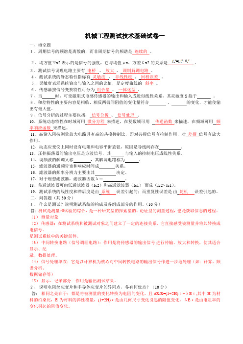 机械工程测试技术试卷