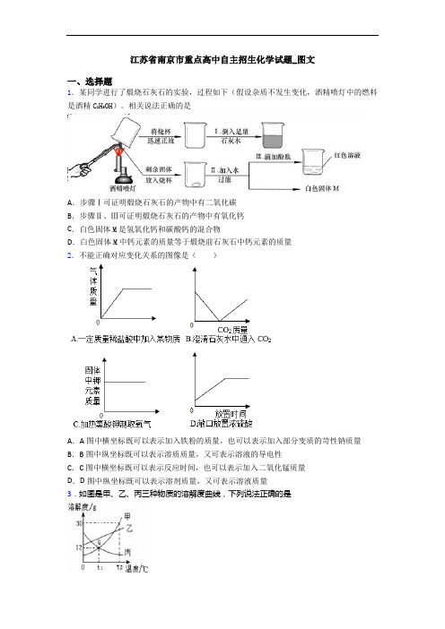 江苏省南京市重点高中自主招生化学试题_图文