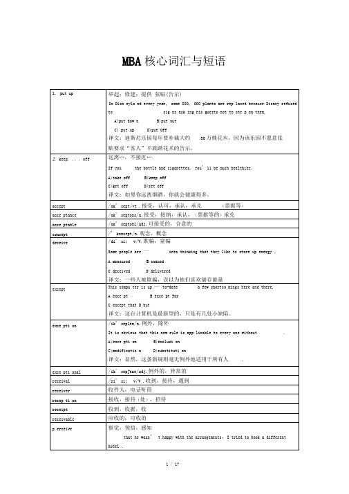 MBA核心词汇与短语