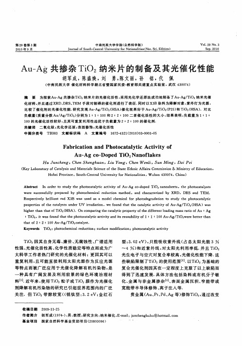 Au-Ag共掺杂TiO2纳米片的制备及其光催化性能