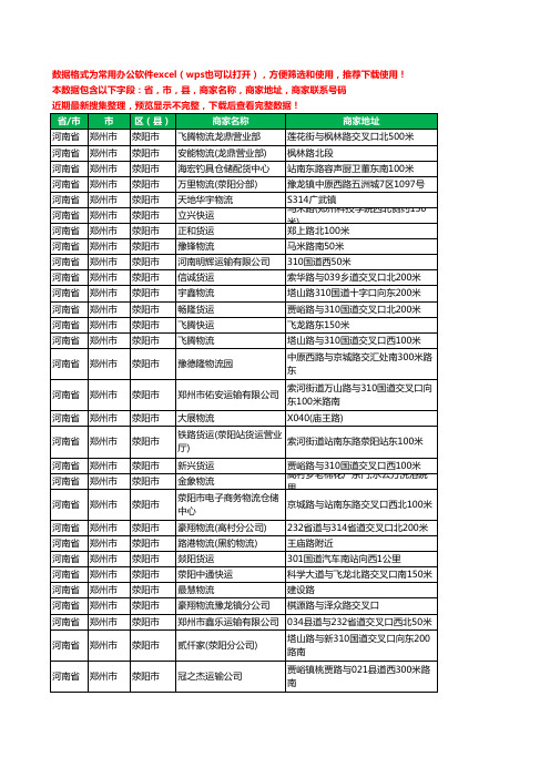 新版河南省郑州市荥阳市货运工商企业公司名录名单大全175家