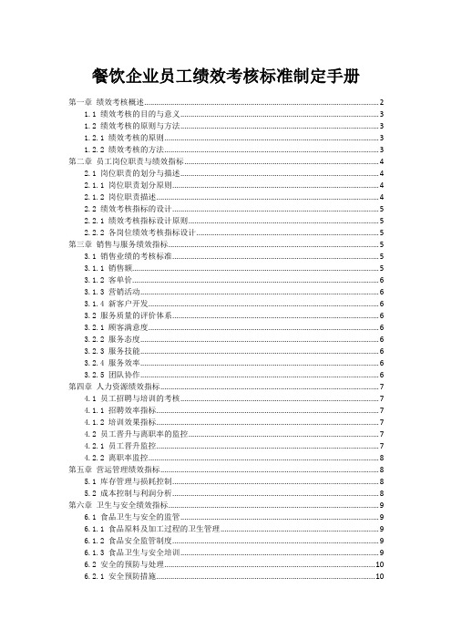 餐饮企业员工绩效考核标准制定手册