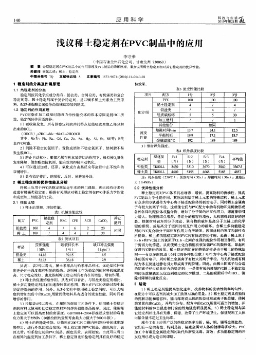 浅议稀土稳定剂在PVC制品中的应用