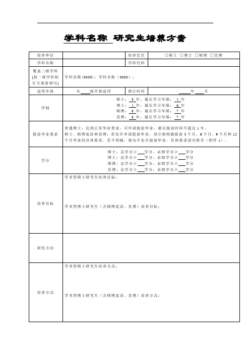 培养方案模板(学术学位)