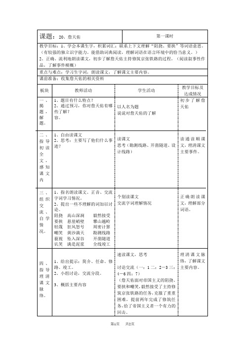 小学六年级语文20詹天佑(1)