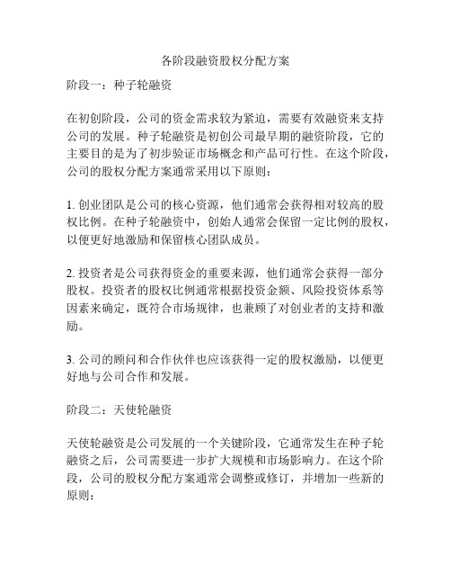 各阶段融资股权分配方案