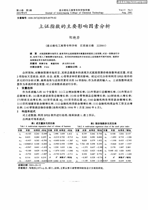 上证指数的主要影响因素分析