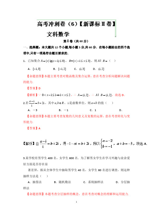 2017届高考数学(文)冲刺卷(新课标Ⅱ卷) 04(解析版)   (12)