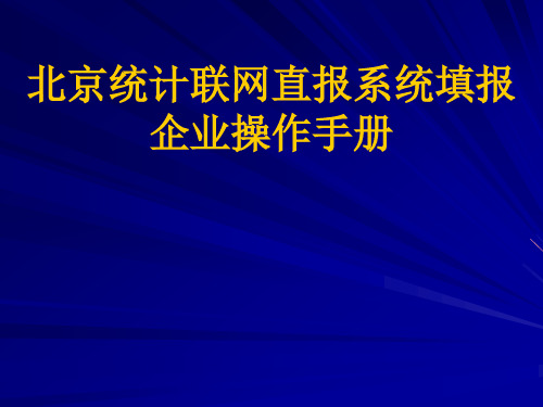 北京统计联网直报系统填报企业操作手册