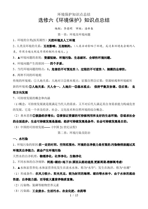 环境保护知识点总结