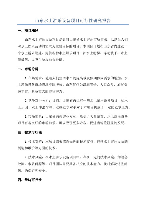 山东水上游乐设备项目可行性研究报告