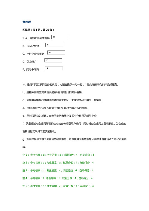 国家开放大学2646网络营销与策划在线考试参考资料