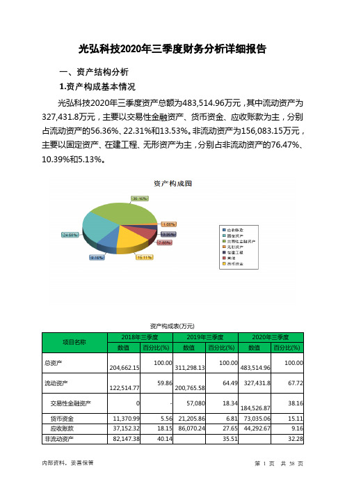 光弘科技2020年三季度财务分析详细报告