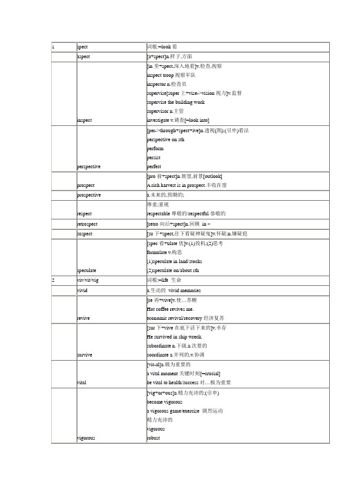 英文单词词根词性记忆法(全)针对四级