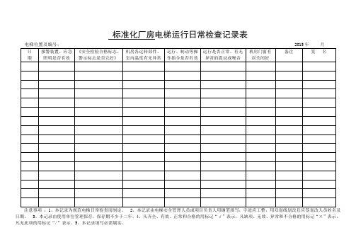 电梯运行日常检查记录表