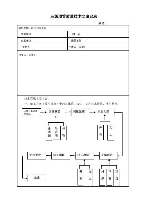 顶管施工技术交底