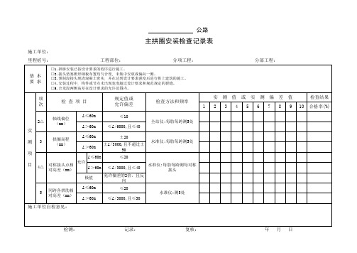 主拱圈安装检查记录表