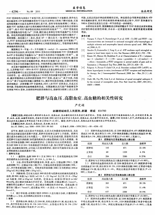 肥胖与高血压、高脂血症、高血糖的相关性研究