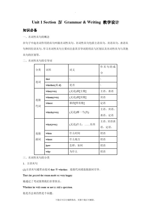 牛津译林版高中英语模块3 Unit 1 Section Ⅳ Grammar  Writing 教学设