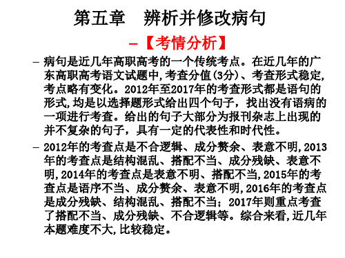 高职高考语文总复习：第一部分语言知识与应用辨析并修改病句精品课件