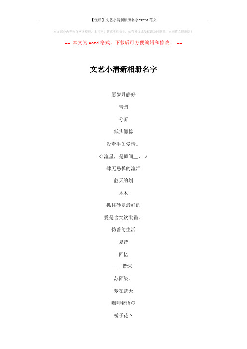 【优质】文艺小清新相册名字-word范文 (4页)