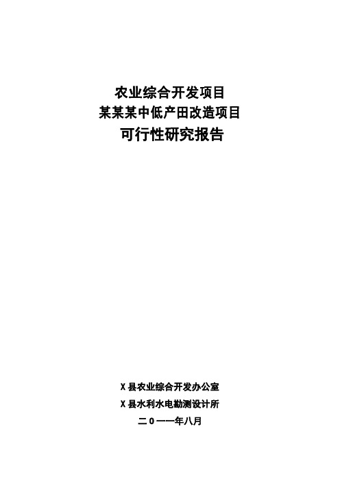 某某某中低产田改造项目可行性研究报告(甲级设计院,117页)