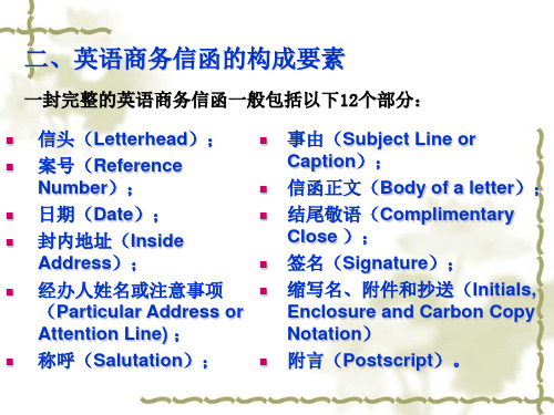英语商务信函由几部分构成呢
