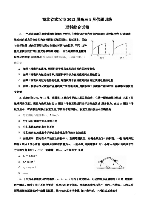 2013武汉市高三5月