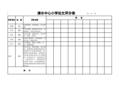 论文评分表