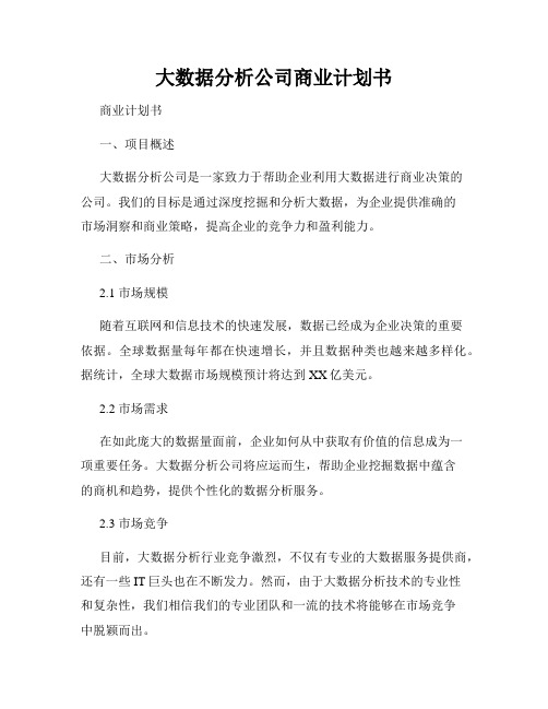 大数据分析公司商业计划书