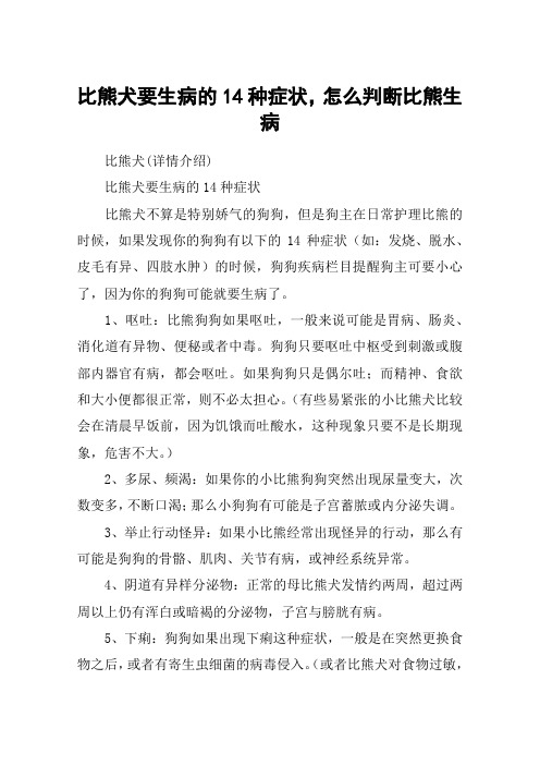 比熊犬要生病的14种症状,怎么判断比熊生病