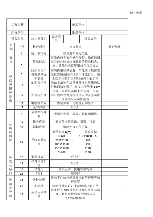 塔吊、现场施工电梯专项检查记录