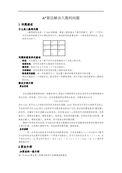 用A星算法解决八数码问题