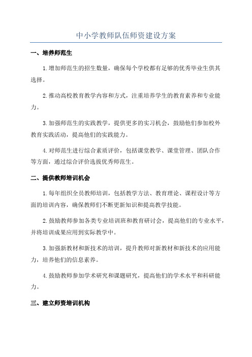 中小学教师队伍师资建设方案