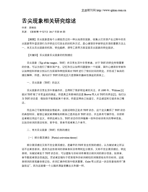 舌尖现象相关研究综述