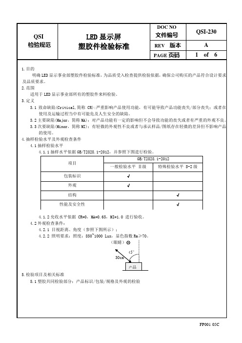 LED显示屏塑胶件检验标准