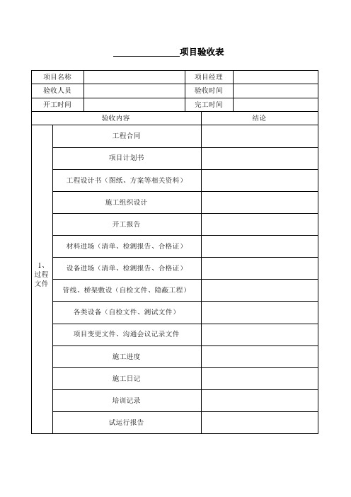 系统集成项目验收表