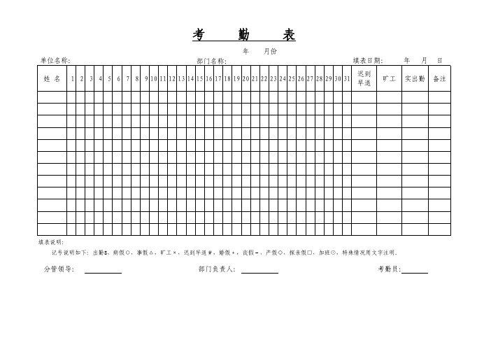 员工考勤表(15个表格模板)