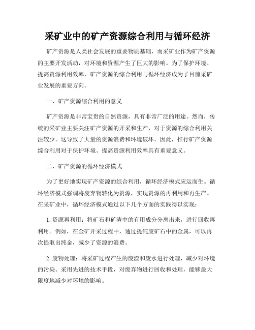 采矿业中的矿产资源综合利用与循环经济